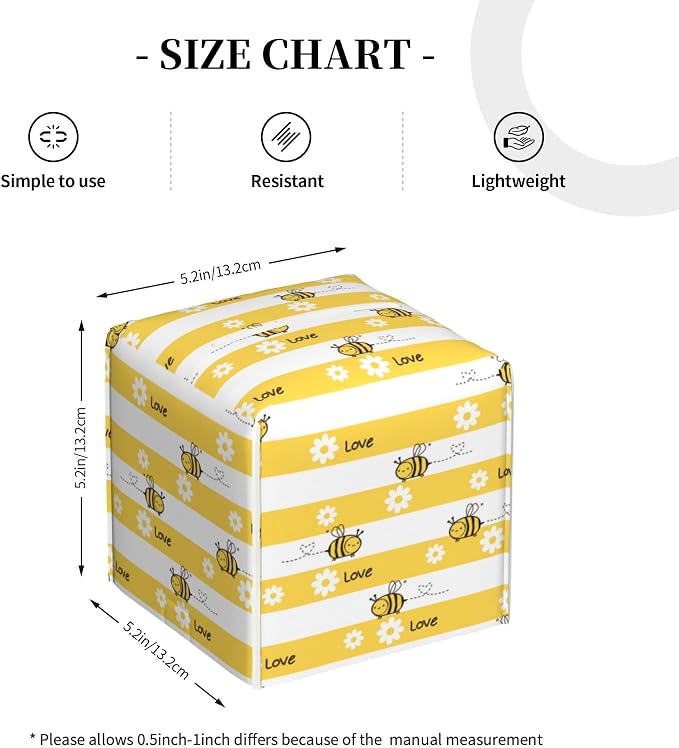 Cute Bees and Daisy Flowers Tissue Box Cover Square - Image 4