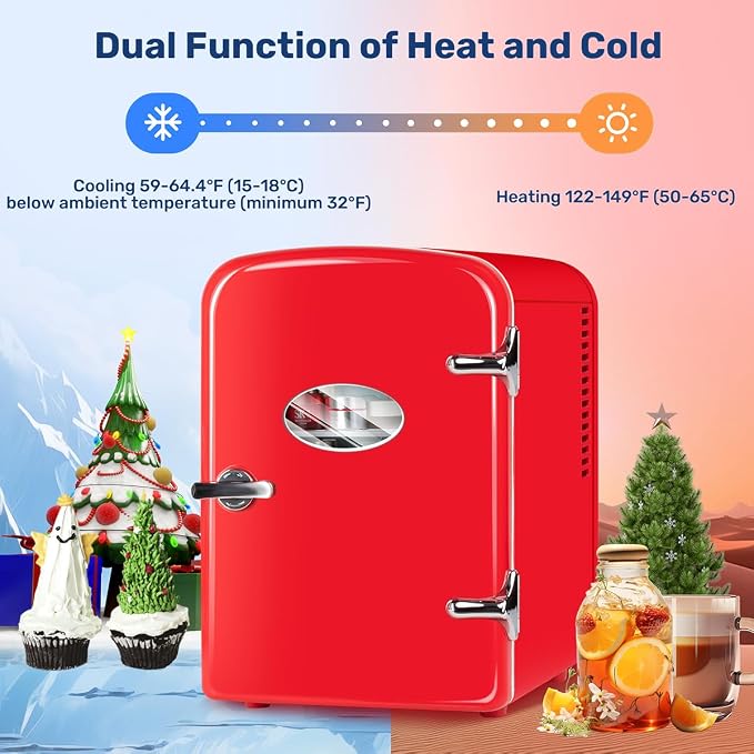 HealSmart 4L Mini Fridge with Observation Window, 6 Can Capacity, Freon-Free - Image 6