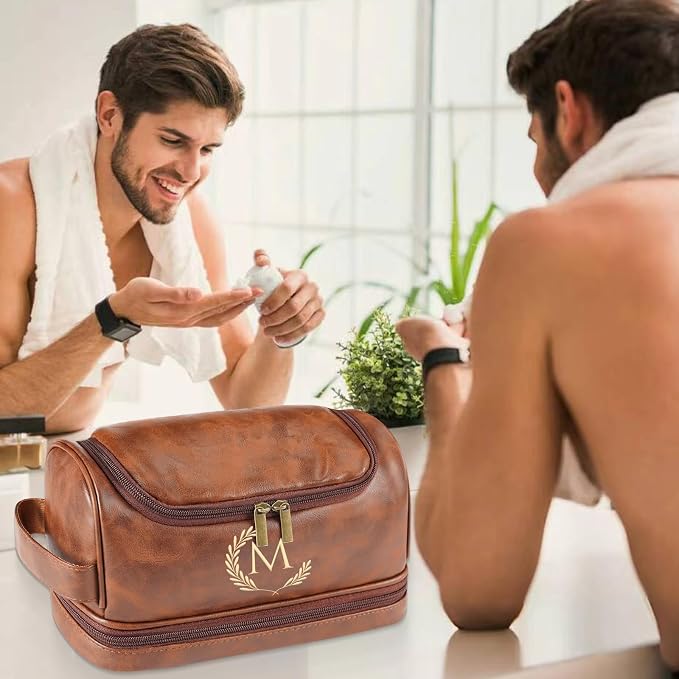 Personalized Leather Toiletry Bag - Image 5