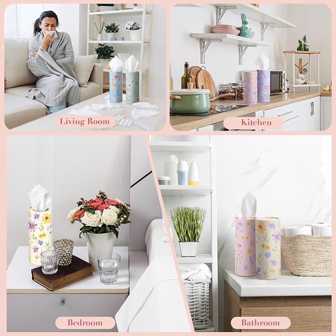 Outus 12 Pcs Floral Car Tissue Holder Cylinders - Image 6