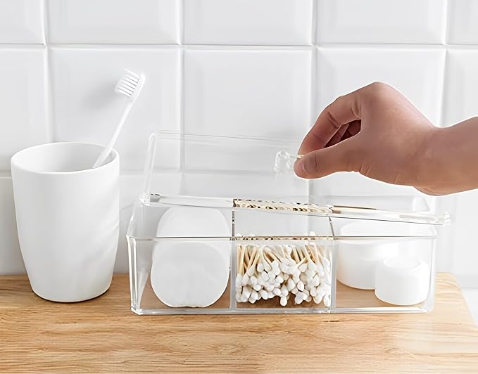 Sooyee Qtip Holder Rectangle Cotton Ball and Swab Holder Organizer - Image 7