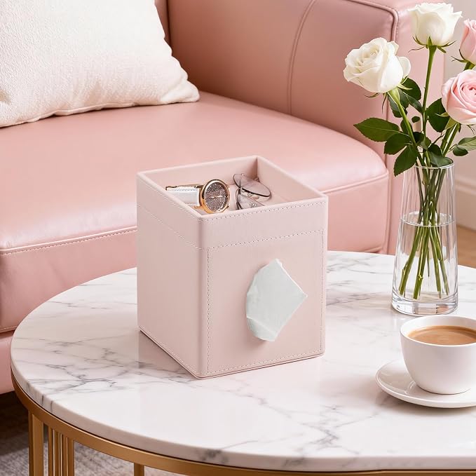 Tissue Box Cover, PU Leather Square Tissue Box Holder - Image 6