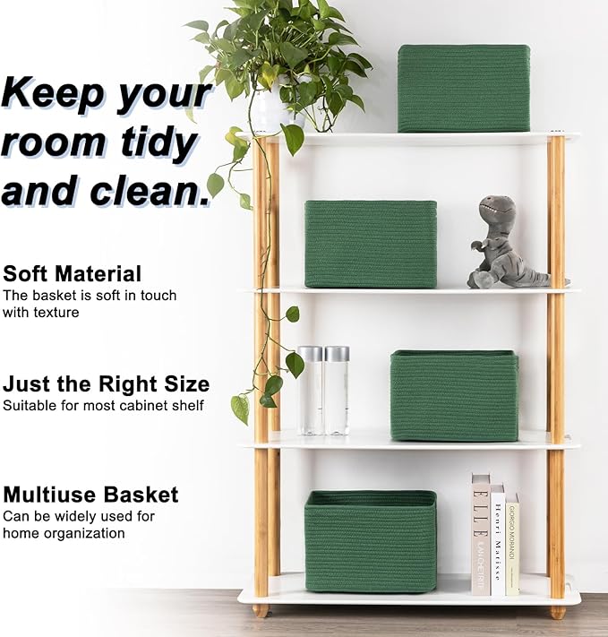 4 Pack Storage Baskets for Organizing, Woven Baskets for Shelves - Image 2