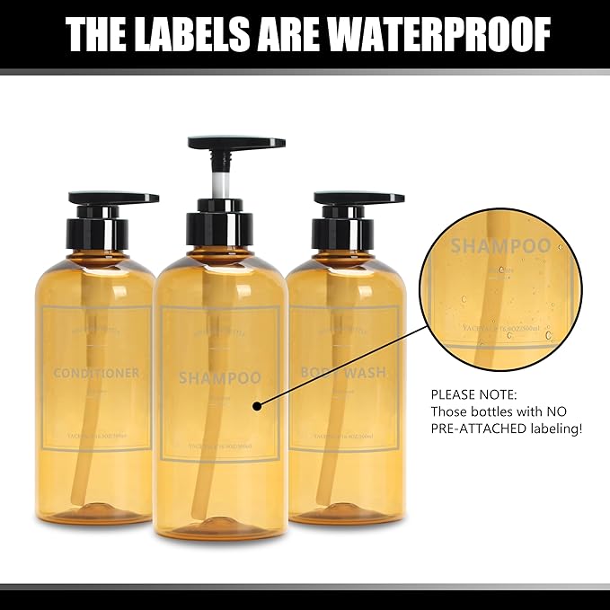 Soap Shower Dispenser, YACEYACE 3Pcs 16.9oz Soap Dispenser Bottles Set - Image 2