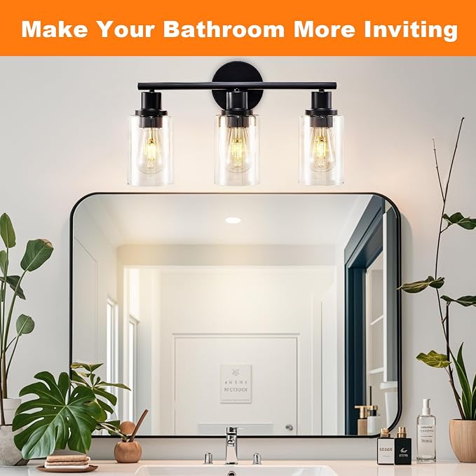 DLLT 3-Light Bathroom Light Fixtures: Black Modern Vanity Lights - Image 6