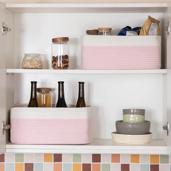 Storage Baskets for Organizing 3 Pack, Woven Baskets for Shelves, Closet - Image 6