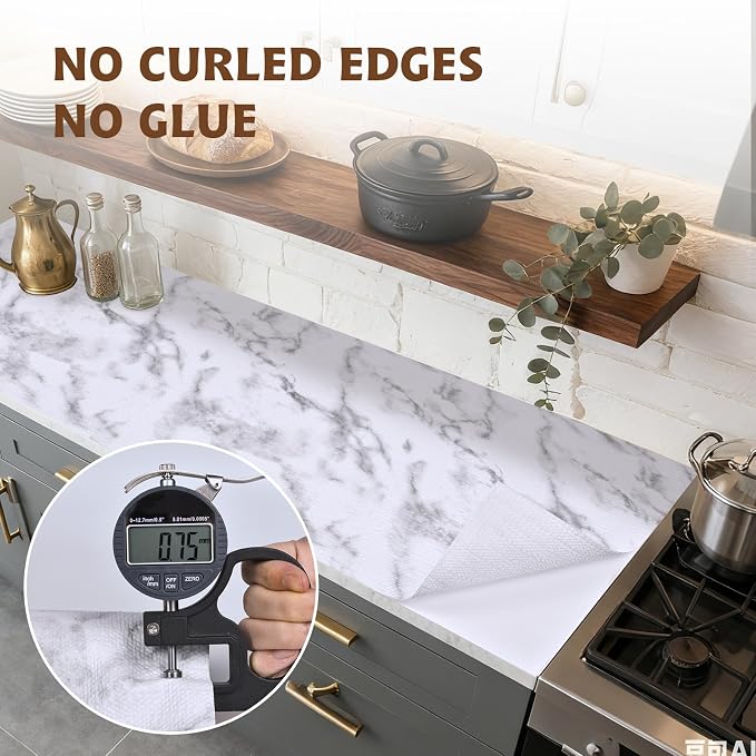 Shelf Liners for Kitchen Cabinets 12in x 10FT, Non Adhesive Drawer Liner Marble - Image 8