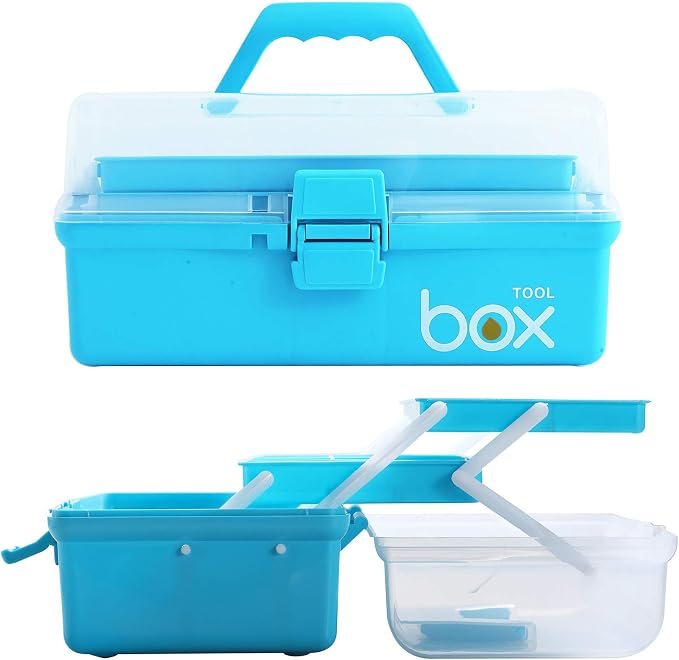 Sunxenze 12'' Three-Layer Clear Plastic Craft Storage Box, Tool Box/Sewing Box - Image 4
