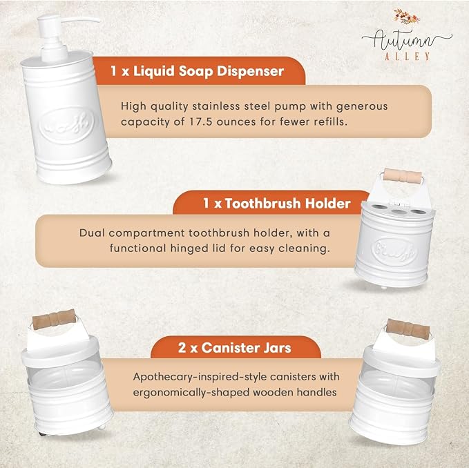 Autumn Alley White Bathroom Accessories Set 4 - Image 4