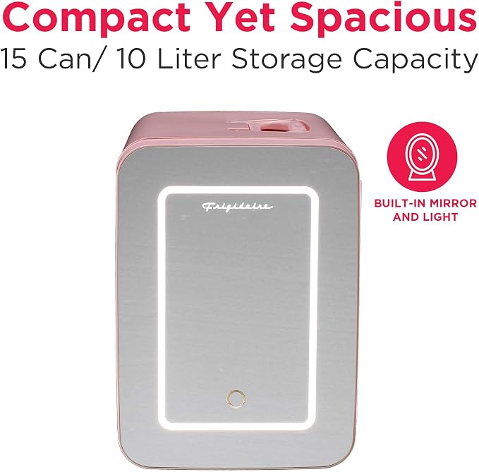 FRIGIDAIRE Mini Personal Fridge Cooler, LED Lighted Mirror, 6.5L Capacity - Image 2