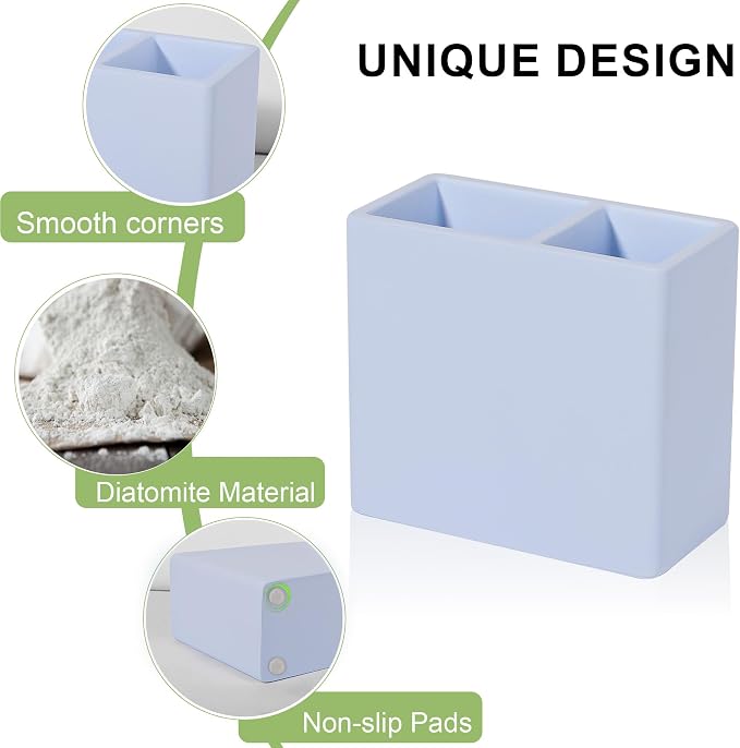 Diatomite Toothbrush Holder 2 Slots Tooth Brush Holder - Image 4