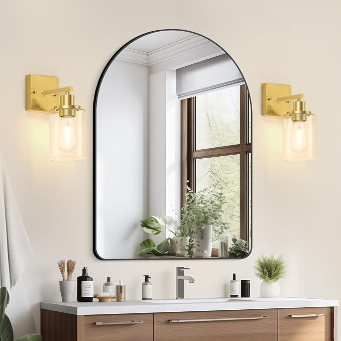 Licperron Gold Wall Sconces Set of 2, Bathroom Sconces Wall Lighting - Image 6