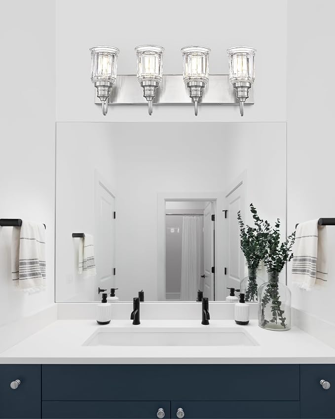 Brushed Nickel Bathroom Light, HWH 4-Light Vanity Lights - Image 7