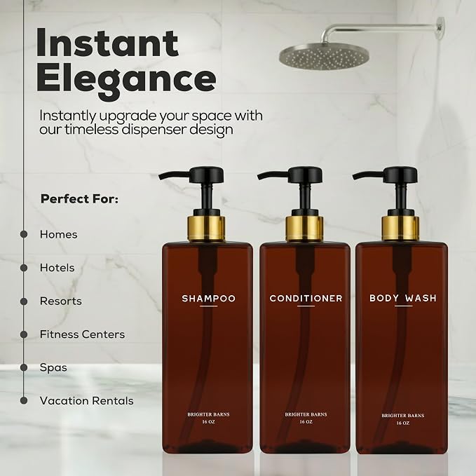 Amber Shampoo and Conditioner Dispenser Set by Brighter Barns - Image 2