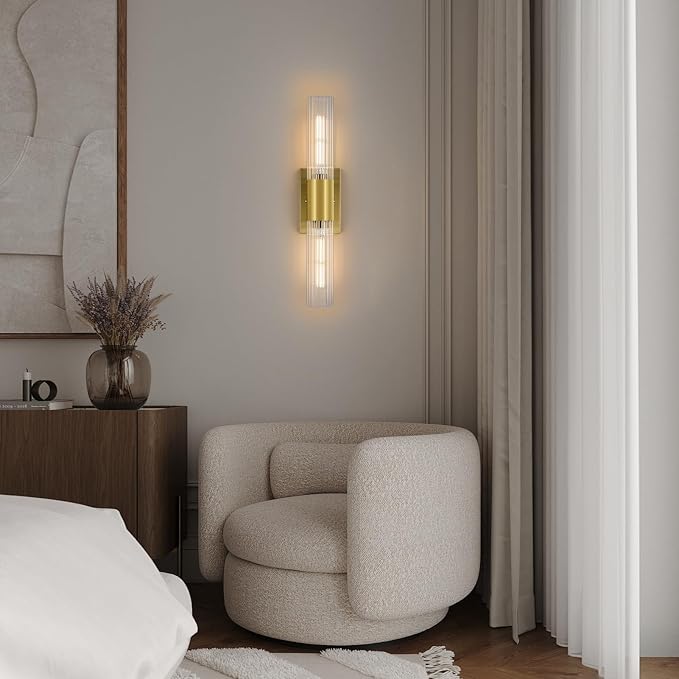21" Gold Bathroom Sconces Set of 2, Modern Wall Sconces Set of Two - Image 9