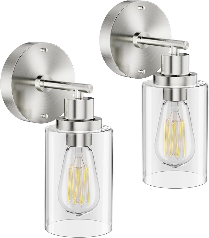 GORDNWE Set of 2 Bathroom Wall Sconce, Brushed Nickel Vanity Light, Modern Wall by GORDNWE