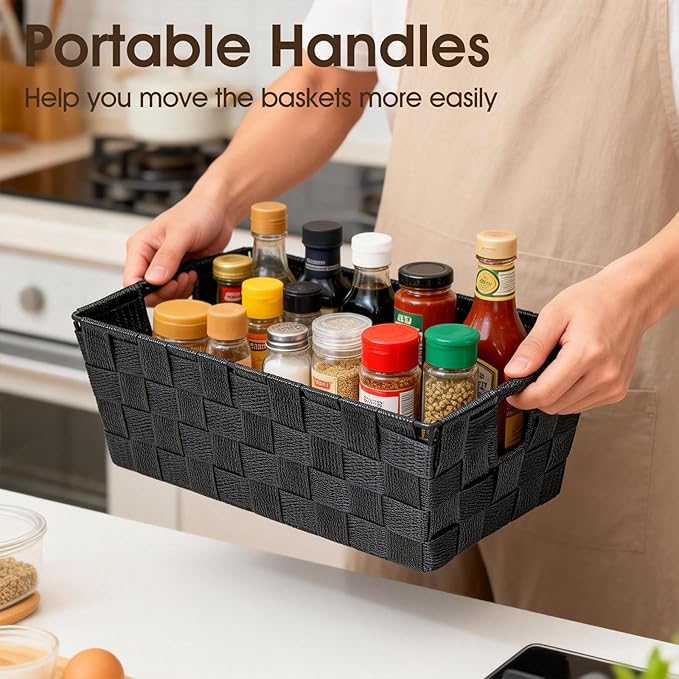 homyfort Black Storage Baskets for Shelves, Woven Shelf Baskets for Organizing - Image 4