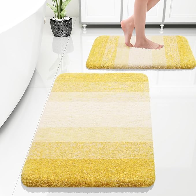OLANLY Bathroom Rug Set 2 Piece, Soft Absorbent Microfiber Bath Rug Set by OLANLY