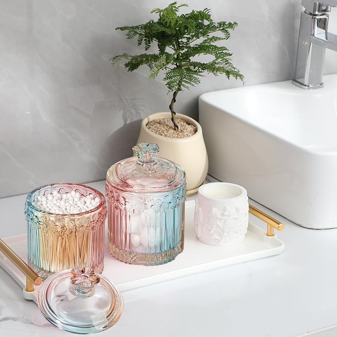 rejomiik 2 Pack Qtip Holder Glass Apothecary Jars - Image 2