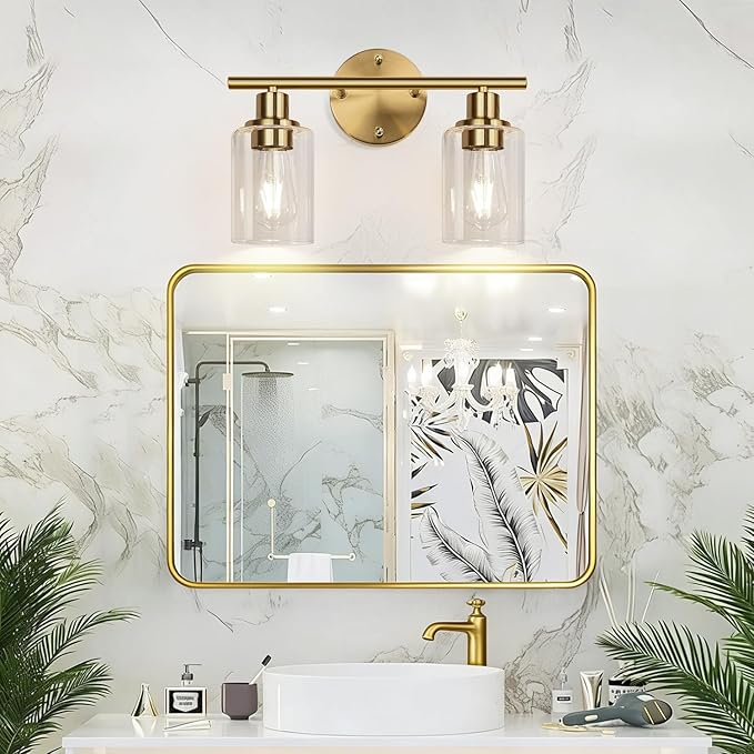 2-Light Bathroom Light Fixtures, Brushed Gold Vanity Light, Modern Vanity Lights - Image 6