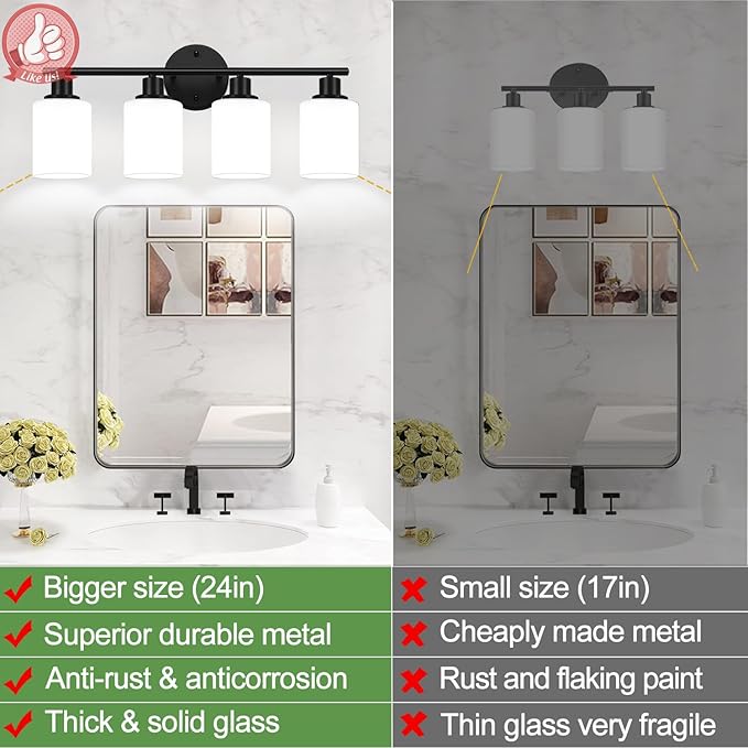 4-Light Bathroom Light Fixtures, Bathroom Wall Lamp - Image 3