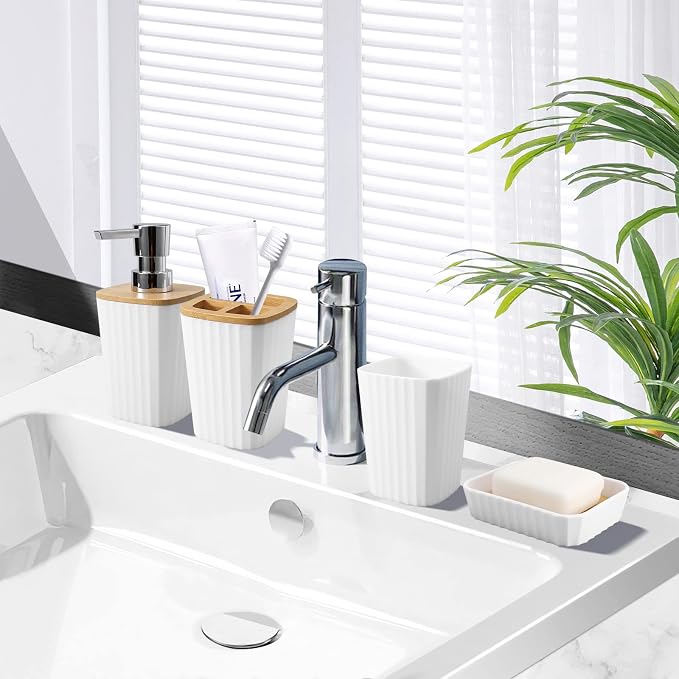 Bathroom Accessory Set, 9-Piece White Bathroom Set - Image 7