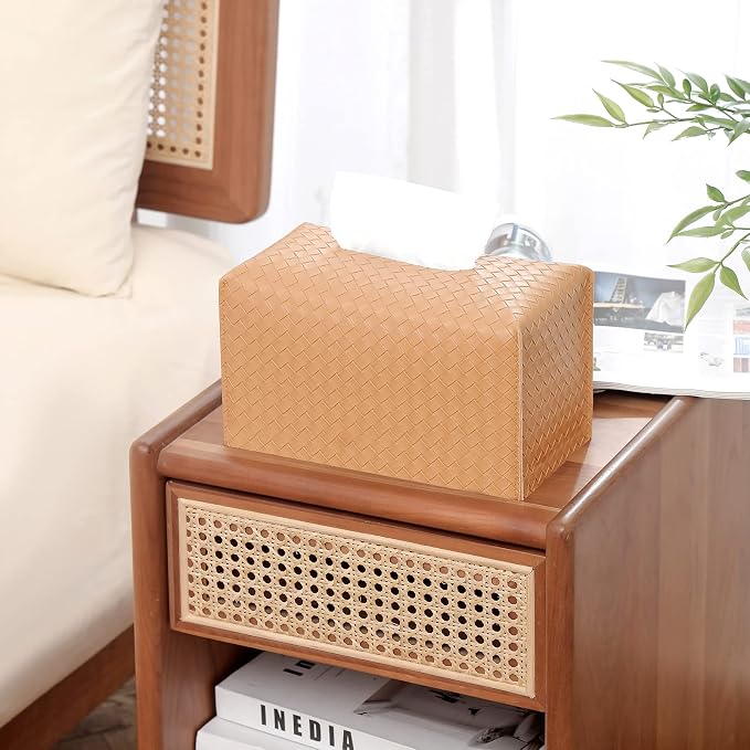 Tissue Box Cover PU Leather Tissue Holder Square Facial Tissue Case Facial - Image 3