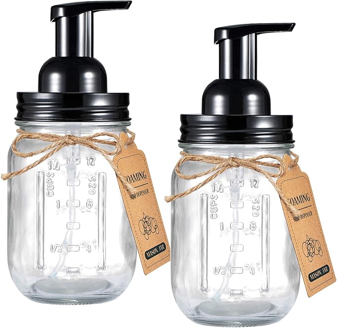 Amolliar Mason Jar Foaming Soap Dispenser, Plastic Pump Rustproof Stainless by Amolliar