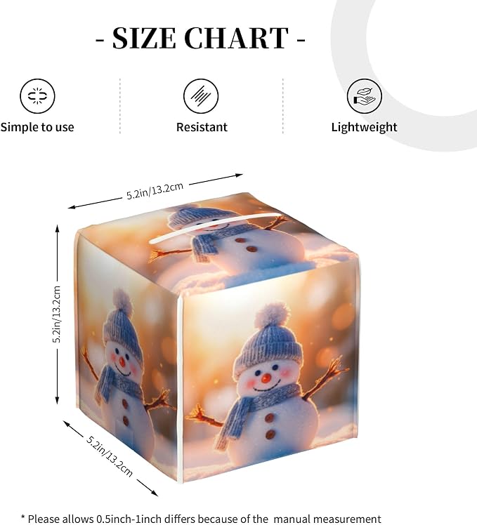 Cute Christmas Snowman Tissue Box Cover Square, Winter Christmas Snowman Tissue - Image 4