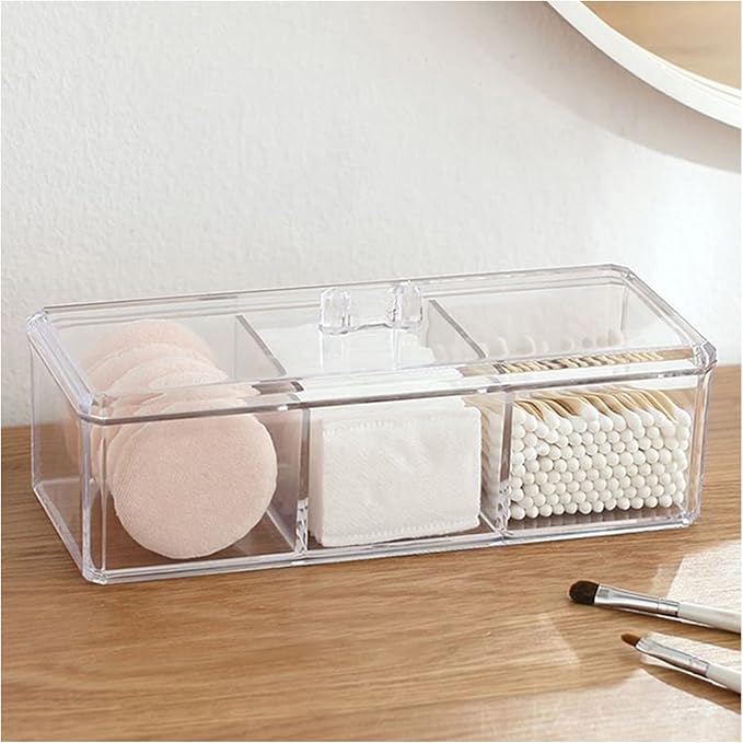 Square Qtip Holder Dispenser, 3 Compartments Cotton Ball Holder, Bathroom - Image 5