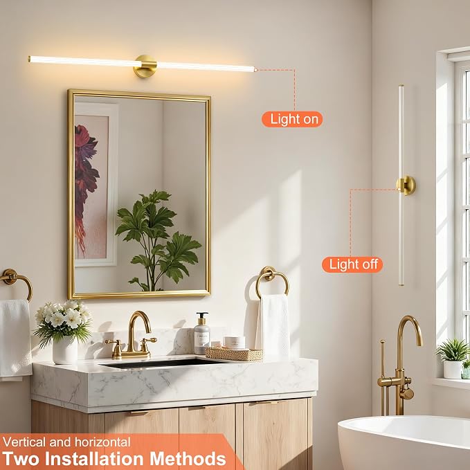 Glod Wall Sconces Set of 2 Hardwired, Dimmable 5CCT LED Bathroom Light Fixtures - Image 8