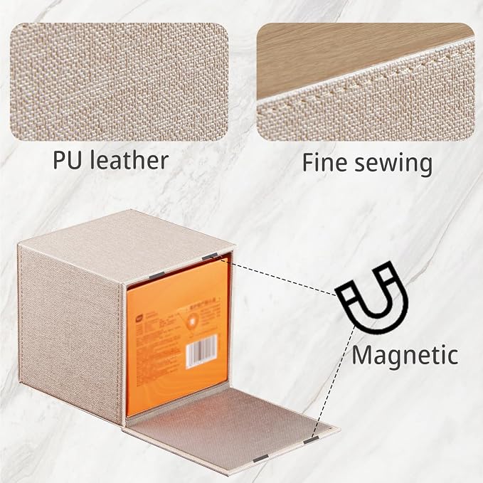 Leather Square Tissue Box Cover, Cut Tissues Cube Box Holder, Modern Facial - Image 4