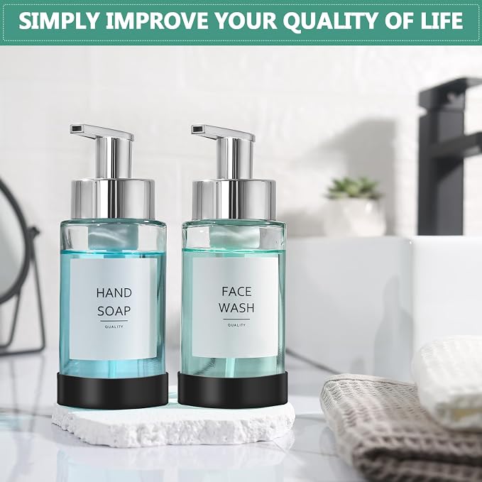 Glass Soap Dispenser, 10 oz/300ml Foaming Soap Dispenser, 2 Pack Foaming Hand - Image 6