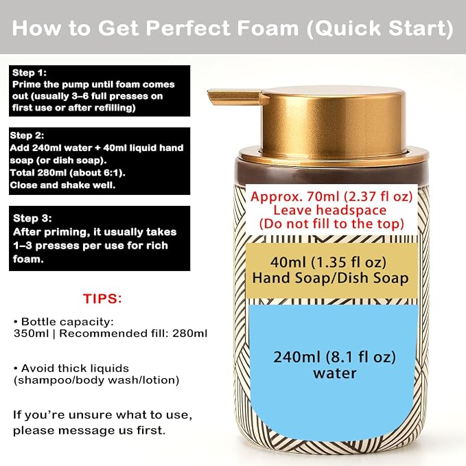 Brown Foaming Soap Dispenser, Ceramic Foam Soap Dispenser - Image 4