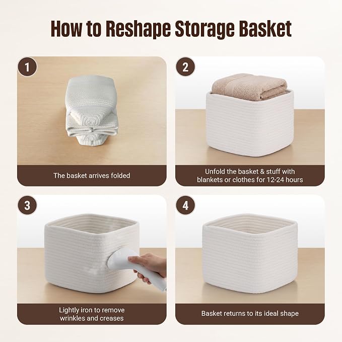 5-Pack Storage Cubes Woven Rope Baskets - Image 7