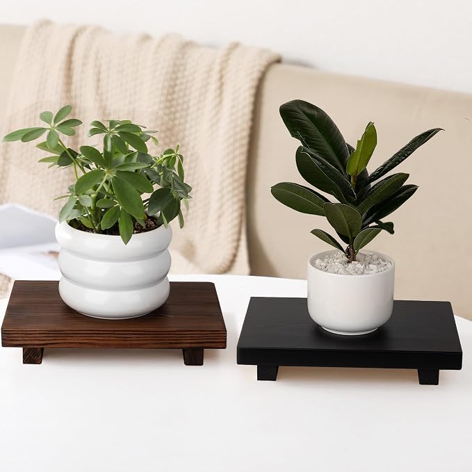 Bathroom Counter Organizer Wood Pedestal Stand Farmhouse Decorative Tray Soap - Image 4