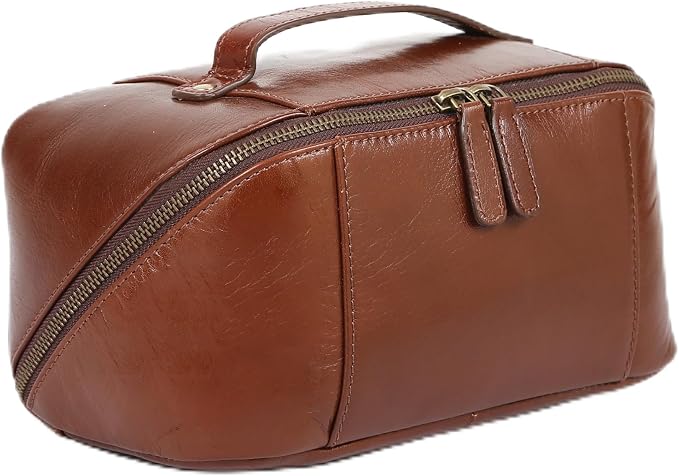 KomalC Luxury Leather Men’s Toiletry Travel Bag – Handmade Shaving Kit by KomalC