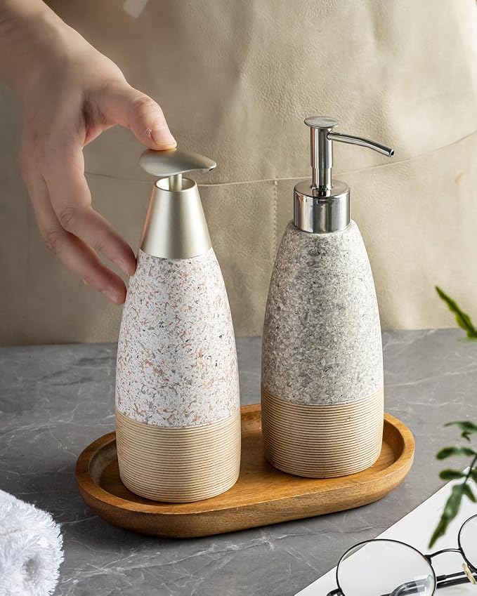 Soap Dispenser Set for Shower, Ceramic Refillable Soap Bottle for Shampoo - Image 7