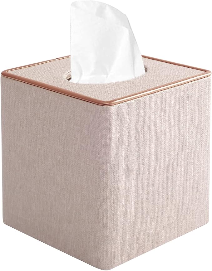Tissue Box Cover Square Tissue Box Holder PU Leather Facial Organizer by XNONE