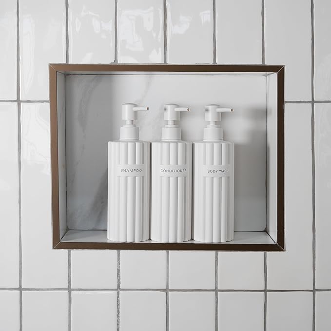 Stylish Shampoo and Conditioner Dispenser Set of 3 - Image 2