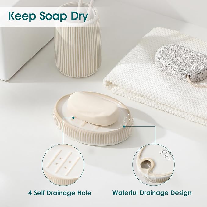 vancasso Ceramic Bathroom Accessories Set 4 Piece, Soap Dispenser - Image 4
