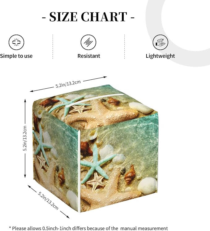 Starfish Seashell on Summer Beach Tissue Box Cover Square, Starfish Seashell - Image 4