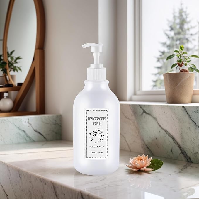 Shampoo and Conditioner Dispenser, Refillable Plastic Shampoo Pump Bottles - Image 3