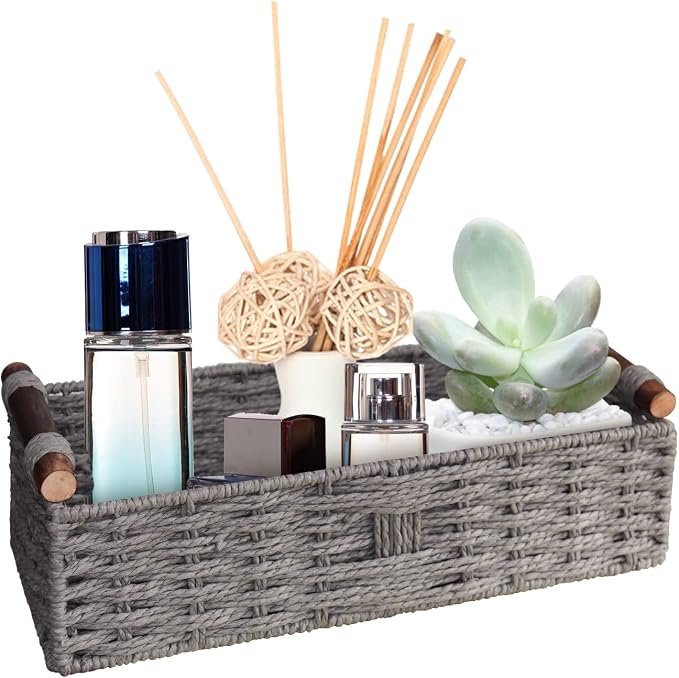Round Paper Rope Storage Basket Wicker Baskets by STOBSK