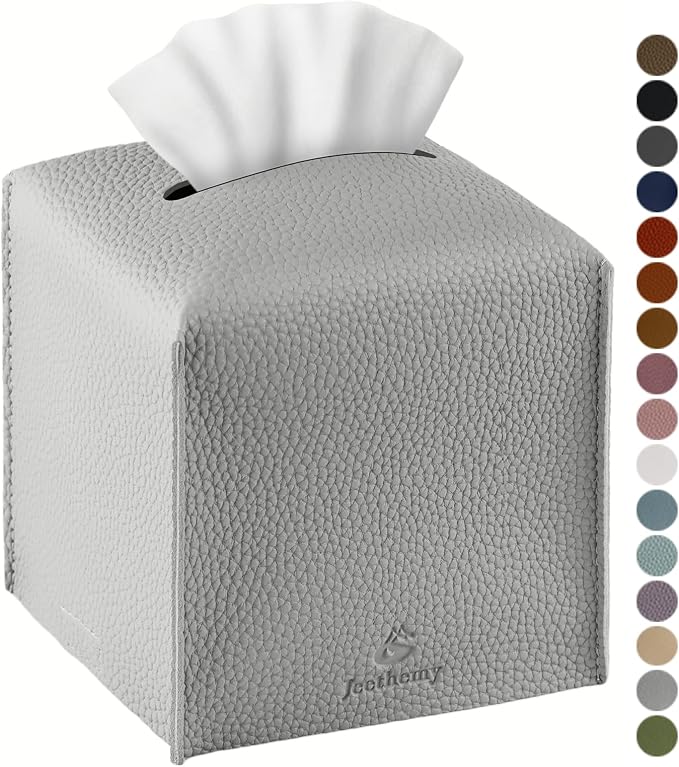Tissue Box Cover, Jeethemy Square PU Leather Tissue Box Holder, Modern Tissue by Jeethemy