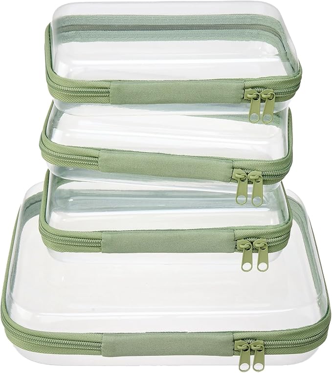 4 pcs Clear Zipper Pouches, Hard Shell Zipper Case, Toiletry Bag by WELPIRT