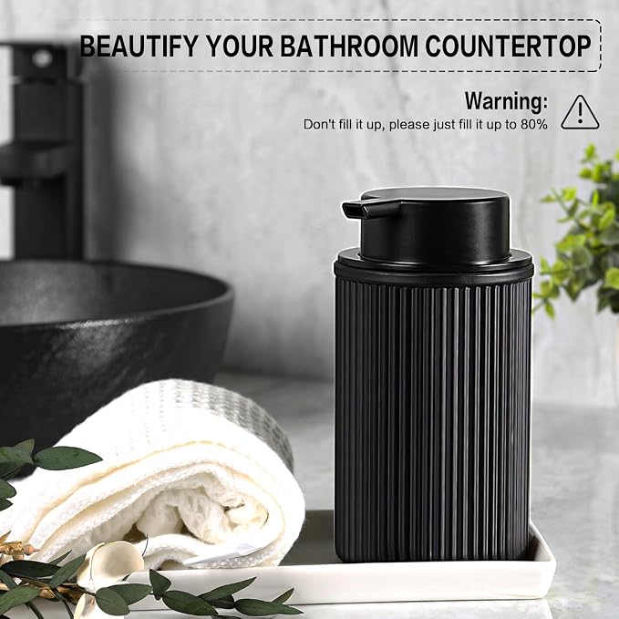 Matte Black Foaming Soap Dispenser, Ribbed Glass Foam Hand Soap Dispenser - Image 5