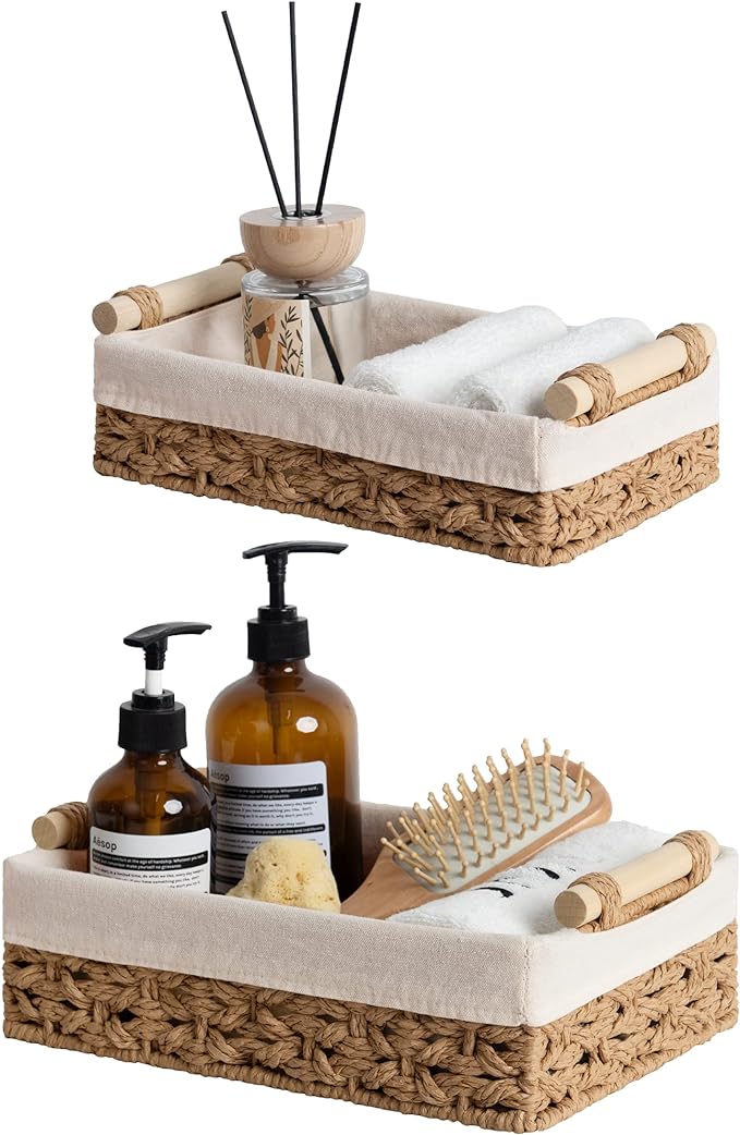StorageWorks Bathroom Baskets for Organizing, Small Wicker Basket for Bathroom by StorageWorks