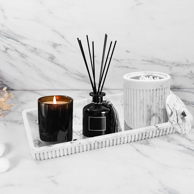 Resin White Marble Bathroom Accessories Set 5 Pcs, Lotion Soap Dispenser - Image 7