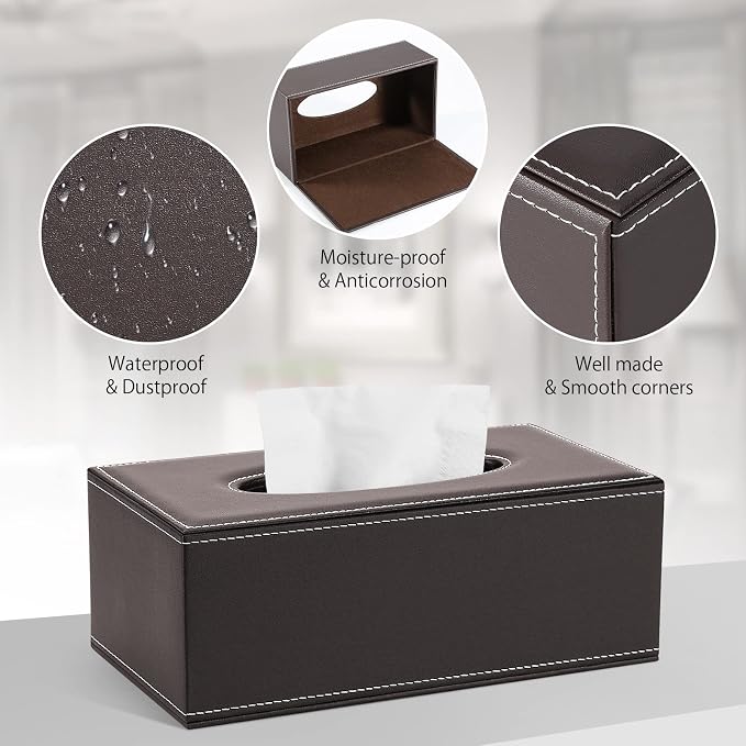 KINGFOM Rectangular PU Leather Tissue Box Cover - Image 7